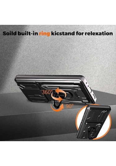 Oppo A5 Pro Pc Kılıfı + Tpu Destekli Telefon Arka Kapağı Ve Kamera Kaydırıcısı - Siyah Siyah