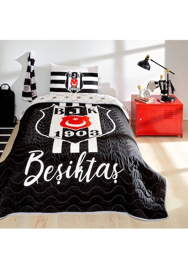 Taç Beşiktaş Lisanslı Tek Kişilik Strıpe Yatak Örtüsü Seti