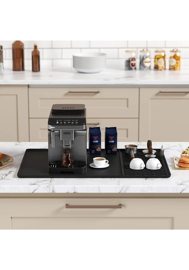 Elmpaly Beyaz Yükseltilmiş Kenarlı Silikon Kahve Makinesi Matı Kurutma Paslanmaz Yüzey Bulaşık Makinesi Uyumlu