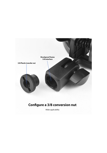 Ranyeek Plastik Mikrofon Şok Montajı - 180 Derece Açı Ayarlı, 5/8 Ve 3/8 Arayüzlü, En Fazla 73mm Çaplı Mikrofonlar İçin