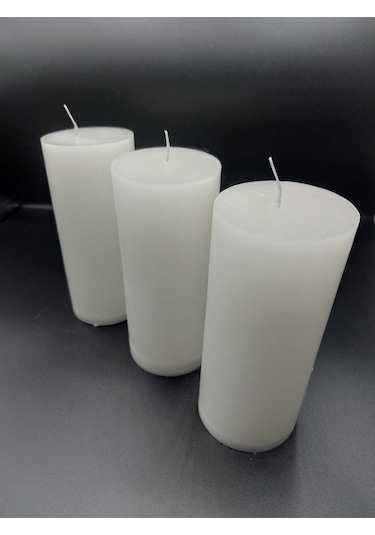 Soya Parafinli Beyaz 1 Adet 160-170 Saat Yanma Süreli Çap:7 Cm Boy:25 Silindir Blok Mum Beyaz Beyaz
