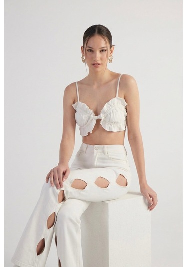 Holly Lolly Cutout Jean Pantolon Beyaz