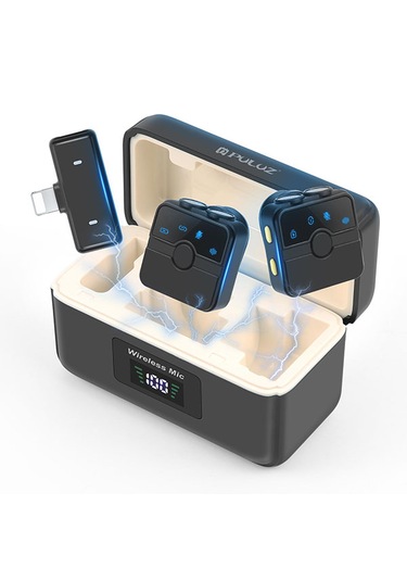 Puluz 8 Pin Manyetik Yaka Kablosuz Mikrofon, Şarj Kutulu