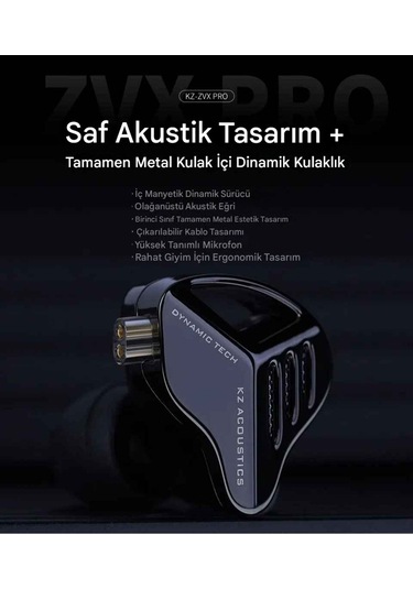 Kz Zvx Pro Saf Akustik Tasarım Tamamen Metal Iem Zvx Pro