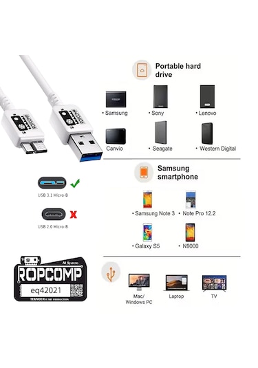 Usb Micro-b Data Kablosu Usb 2.0 100cm