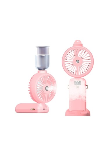 5000mah Sprey Sisli Fan, Lcd Ekranlı Usb Sessiz Mini Şarj Edilebilir, C Lxıxpe Pembe