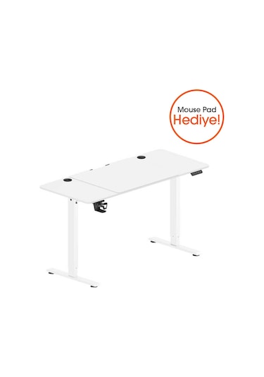 Adore Gaming Maestro-x Yükseklik Ayarlı Oyuncu Masası - Beyaz 140x72-117x60 Cm Beyaz
