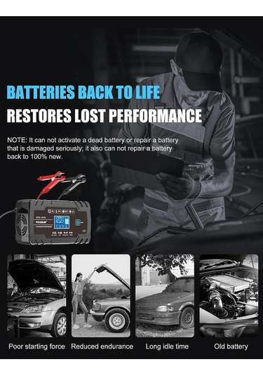 Mufunye Endüstriyel Tarzda 12v 24v Agm Şarj Cihazı - 8a Motosiklet Ve Araç Aküsü İçin Tam Otomatik Şarj Gümüş