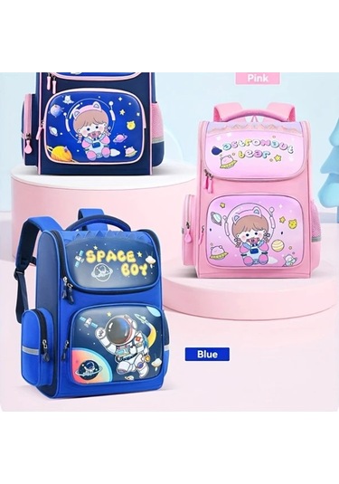 Honeybeeshop Pembe Küçük Ayarlanabilir Askılı Hafif Büyük Kapasiteli Öğrenci Sırt Çantası Tül Detaylı Poliester Fermuar Kapanışlı İlkokul Okul Çantası Eğlenceli Karikatür Tasarımı Pembe