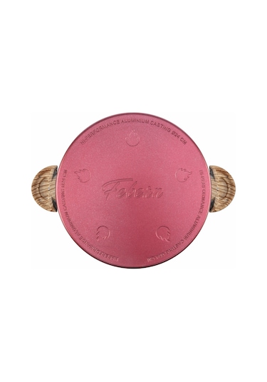 Febern Premium Bio Granit Alüminyum Döküm Nisch Tencere Seti Metalik Kırmızı-siyah Kulp