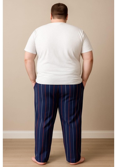 Erkek Büyük Beden % 100 Pamuk Cepli Tek Alt Lacivert Lacivert