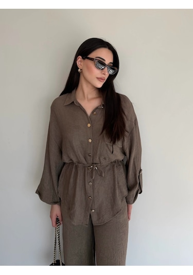 Laluvia Koyu Kahve Gömlek Pantolon Takım - 51311 Kahverengi
