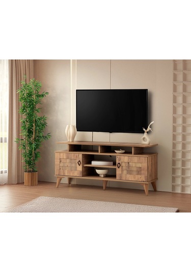 Tv Sehpası 2 Panjur Kapaklı Ceviz 130cm Kurulu Ceviz Gönderilir Ceviz