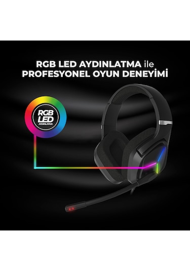Lecoo HT406 3.5mm Jack + USB Kablolu RGB Kulak Üstü Gaming Kulaklık