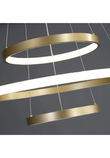 Gold / Platform / 60-50-30 Cm / 3 Renk Işık / Sarkıt Avize / 3 Yı Gold Sarı