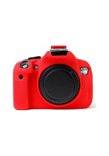Butu Canon Eos 700d / 650d / 600d Yumuşak Silikon Kılıf Koruyucu Kapak Çizilmez Kamera Çantası - Kırmızı