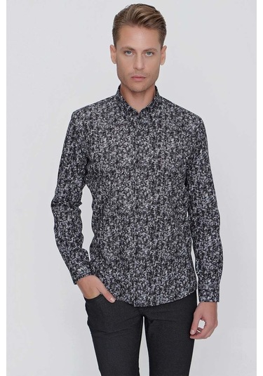 G 1521 Slim Fit Siyah Spor Gömlek Siyah