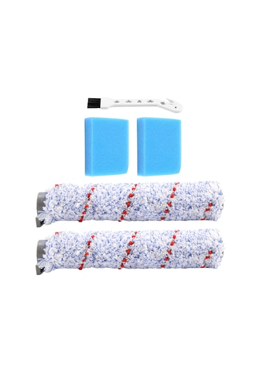 Leasetake Tineco Ifloor Islak Kuru Kablosuz Elektrikli Süpürge İçin Yedek Fırça Rulosu, 2 Paket Rulo Fırça + 2 Ön Filtre Köpüğü