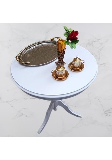 Fiskos Sehpa Eko 90502 Baba 3 Ayak 60cm Hareketli Mdf Tabla Parlak Beyaz El Yapım