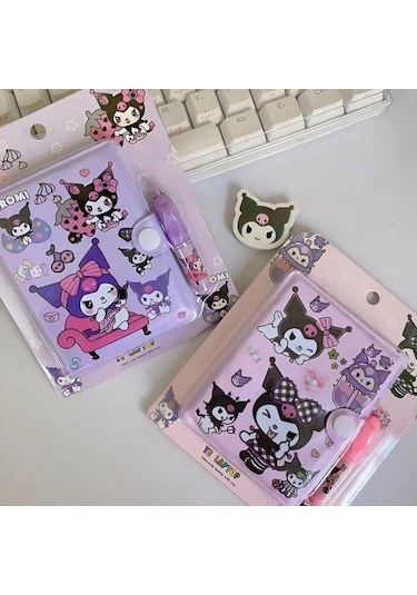 Kawaii Sanrioo Kuromi Karakterler Mini Defter Kalem Set