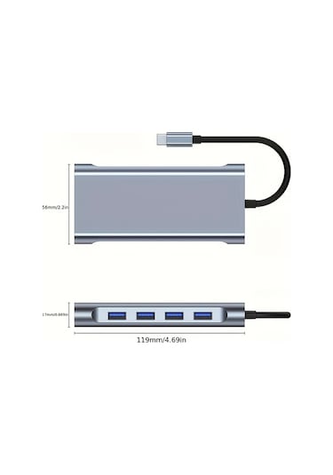 Xuweiwei 11i 1 Arada 11 İn 1 Usb C Hub Hdtv Vga Sd Tf Kart Okuyucu Usb 3 0 2 0 Rj45 Ve Pd 87w Desteği