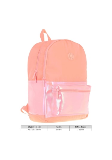 Kaukko Cube Üç Bölmeli Kız Çocuk Somon Okul Çantası - K1820 Somon