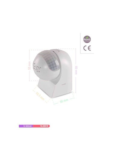 ACK 180 Derece Duvar Tipi Hareket Sensörü 220V