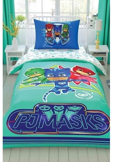 Taç Lisanslı Çek Canlandır Nevresim Takımı Pj Masks Move Tek Kişilik