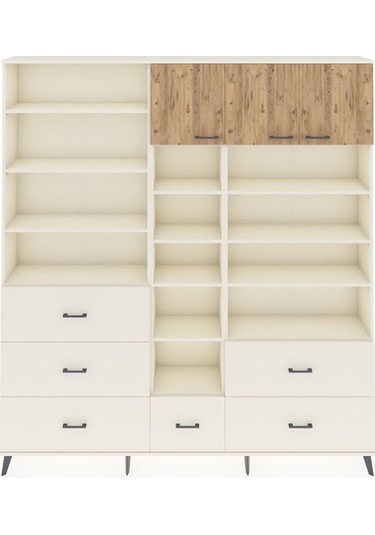 Arges Dolap 17 Raflı 6 Çekmeceli 3 Kapaklı 220x30x243 Aytaşı-çam/aytaşı Atlas Çam/aytası