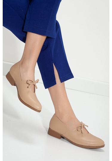 Kadın Bebe Mavisi Suni Deri Babet Ten