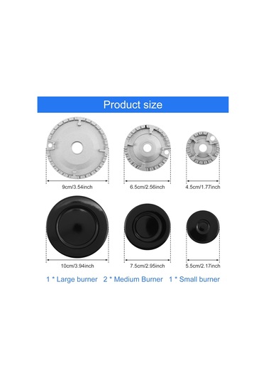 Xindoker Metal Ocak Bıçaklık Kapağı Ve Alev Bölücü Seti, 8 Parça Mutfak Aksesuarı, Çoğu Ocağa Uygun Siyah-gri