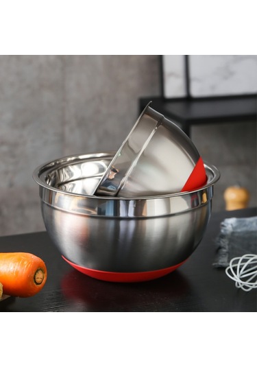 Reedark Paslanmaz Çelik Kaymaz Tabanlı Çok Amaçlı Mutfak Kasesi - 1.5l/2.5l/4.5l Gümüş