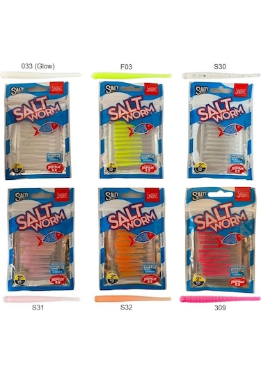 Lucky John Salt Worm 4.1cm Lrf Silikonu 12'li Paket