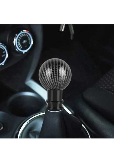 Wondernest Evrensel Araba Karbon Fiber Desenli Metal Vites Topuzu Siyah Siyah