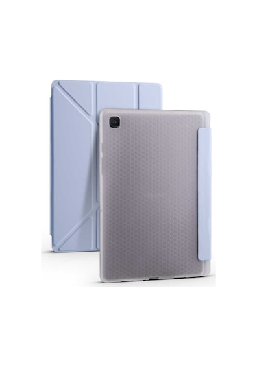 Kilifone - Galaxy Uyumlu Galaxy Tab A7 10.4 T500 2020 - Kılıf Kalem Bölmeli Stand Olabilen Origami Tri Folding Tablet Kılıfı - Mavi