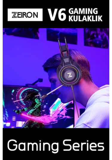 Zeiron V6 Siyah Usb 7.1 Stereo Profesyonel Mikrofonlu Surround Gaming Rgb Kulaküstü Oyuncu Kulaklığı