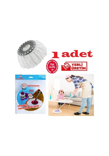 Safir Wermoplast Yedek Mikrofiber Vileda Mop Ucu Başlığı 1 Adet