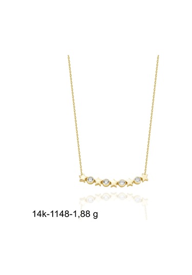 Beş Yıldız Özel Tasarım Çok Şık 14 Ayar Altın Kolye Altın