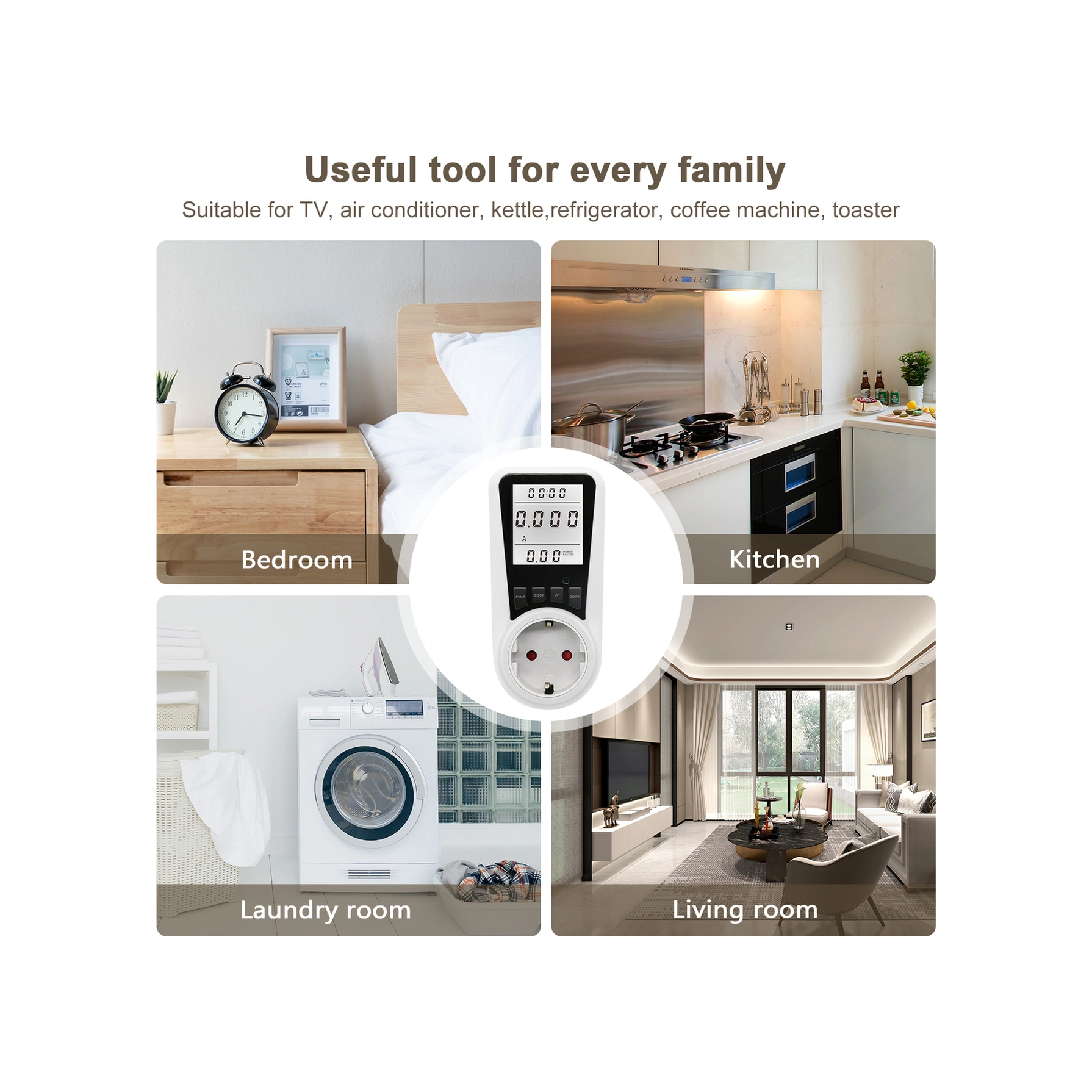 Xindoker Beyaz Avrupa Standartlı Ac230v-250v Akıllı Prizi - Enerji Tüketimini, Maliyeti Ve Güçü Takip Eden Elektrik Ölçüm Cihazı 250V 16A