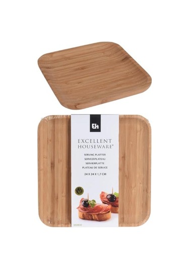 Excellent Houseware Kare Sunum Tahtası - 17x17 Cm Bej