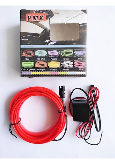 2 Metre 12V Kırmızı İp Neon İp Led Araç İçi Neon Led