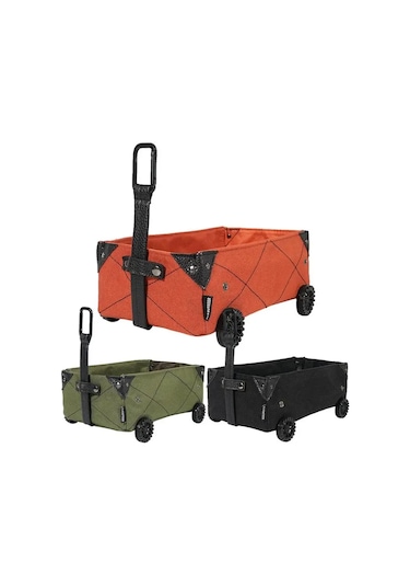 Açık Kamp Katlanır Sepet Mini Katlanabilir Arabası Tekerlekler Açık Kahverengi