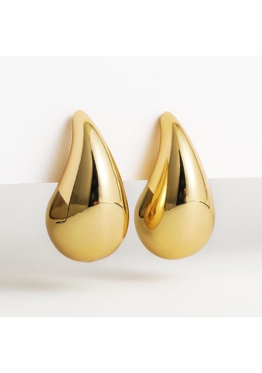 Gümüş Paslanmaz Çelik Altın Kaplama Gözyaşı Damlası Küpe Kadınlar İçin Dupes Hafif Pürüzsüz Metal Su Damlası Hoop Küpeler Trendy Takı