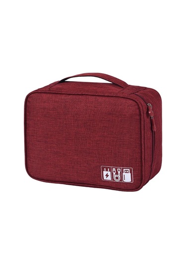 Kırmızı Elektronik Organizatör Seyahat Evrensel Kablo Düzenleyici  Kindle, Akıllı Telefon, Kablo, Şarj Cihazı İçin Gadget Dişli Kutuları