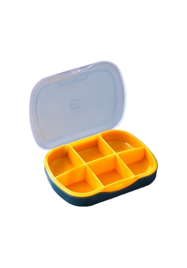 Likeable Taşınabilir Mühürlü Ilaç Dağıtım Kutusu, Bir Haftalık Büyük Kapasiteli Ilaç Saklama Kutusu, 6 Bölmeli Taşınabilir Küçük Ilaç Kutusu - Koyu Mavi