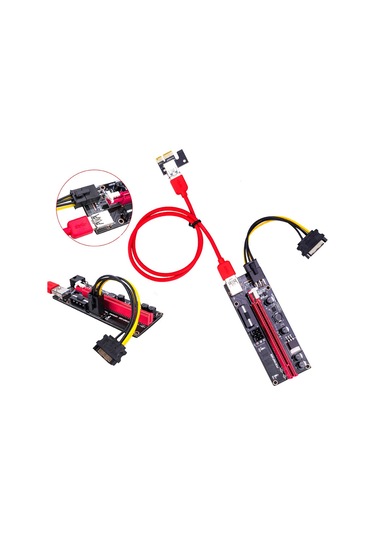 Konesam Gpu Madenciliği İçin Pcı-e 1x'den 16x'e Çevirici Kart, 600mm Usb 3.0 Kablolu Mavi Riser Seti 009s