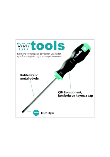 Weber Tools Düz Uçlu Klemens Tornavida 25 x 75 MM