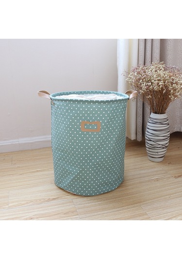 Yifomall Yeşil Nokta Pu Çerçeveli Kolluklu Kumaş Çok Amaçlı Katlanabilir Giyim-oyuncağı Saklama Sepeti Diğer