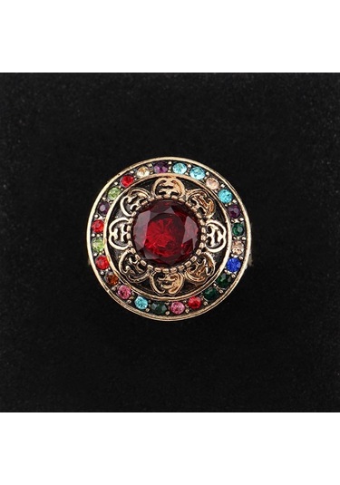 Siyah Kraliyet Tarzı Renkli Kristal Türk Geniş Yüzük Türkiye Çiçek Yuvarlak Reçine Parti Takı Vintage Kadın Bayan Parmak Yüzük 8 Siyah