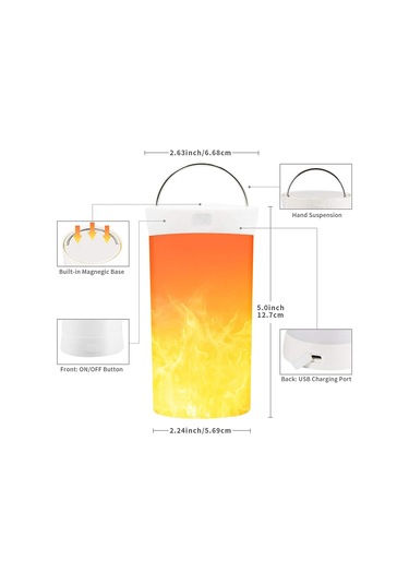 Led Alev Lambası, Usb Şarj Edilebilir Alevli Gece Lambası, Su Geçirmez Diğer